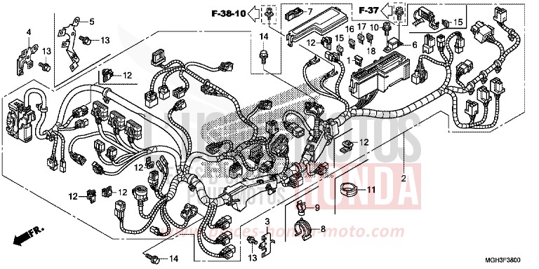 FAISCEAU DES FILS de VFR1200X "Crosstourer" DCT CANDY PROMINENCE RED (R342) 2012